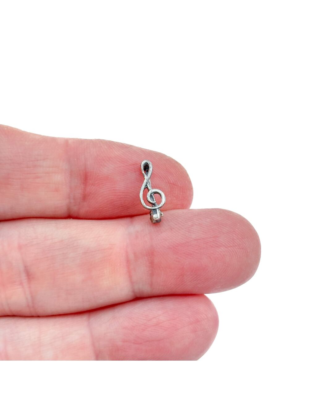 Vintage Sterling Silver 925 Dainty Treble Clef Lapel Pin